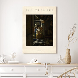 Obraz na płótnie Vermeer Johannes "List miłosny" - reprodukcja z napisem. Plakat z passe partout