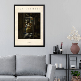 Obraz w ramie Vermeer Johannes "List miłosny" - reprodukcja z napisem. Plakat z passe partout