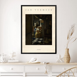 Obraz w ramie Vermeer Johannes "List miłosny" - reprodukcja z napisem. Plakat z passe partout