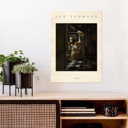 Plakat samoprzylepny Vermeer Johannes "List miłosny" - reprodukcja z napisem. Plakat z passe partout