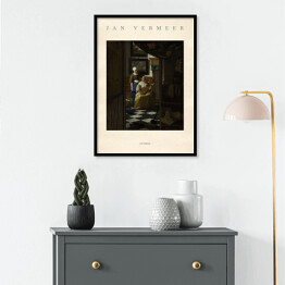 Plakat w ramie Vermeer Johannes "List miłosny" - reprodukcja z napisem. Plakat z passe partout