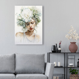 Obraz na płótnie Portret kobiety z kwiatami we włosach