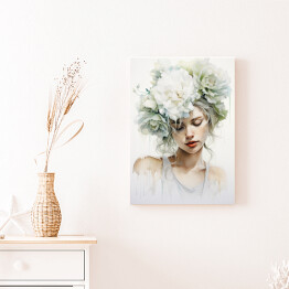 Obraz na płótnie Portret kobiety z kwiatami we włosach