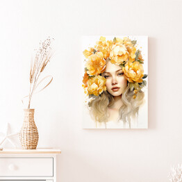 Obraz na płótnie Portret kobieta z kwiatami