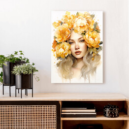 Obraz klasyczny Portret kobieta z kwiatami