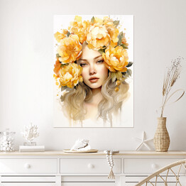 Plakat Portret kobieta z kwiatami