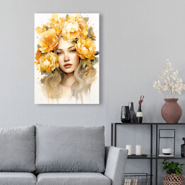 Obraz klasyczny Portret kobieta z kwiatami