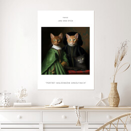 Plakat samoprzylepny Kot portret inspirowany sztuką - Jan Van Eyck