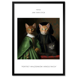 Plakat w ramie Kot portret inspirowany sztuką - Jan Van Eyck