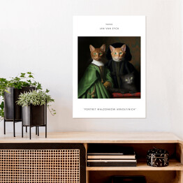 Plakat samoprzylepny Kot portret inspirowany sztuką - Jan Van Eyck