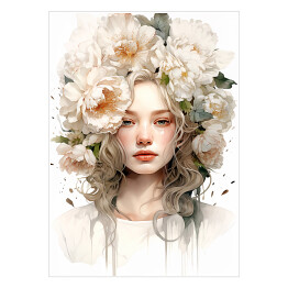 Plakat Portret kobiety z kwiatami