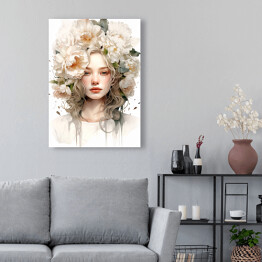 Obraz klasyczny Portret kobiety z kwiatami