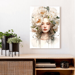 Obraz na płótnie Portret kobiety z kwiatami