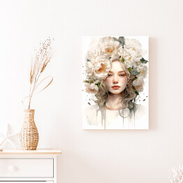 Obraz na płótnie Portret kobiety z kwiatami