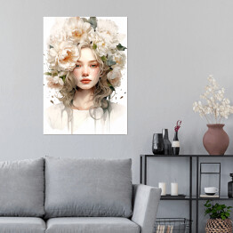 Plakat Portret kobiety z kwiatami