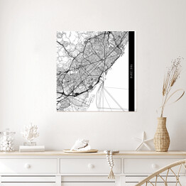 Plakat samoprzylepny Mapy miast świata - Barcelona - biała