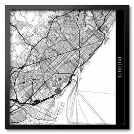 Obraz w ramie Mapy miast świata - Barcelona - biała