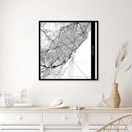 Plakat w ramie Mapy miast świata - Barcelona - biała