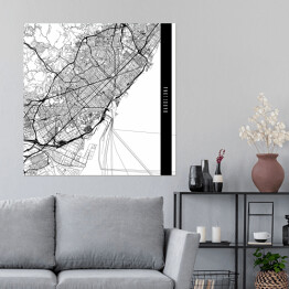Plakat samoprzylepny Mapy miast świata - Barcelona - biała