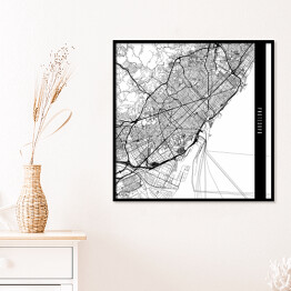 Plakat w ramie Mapy miast świata - Barcelona - biała