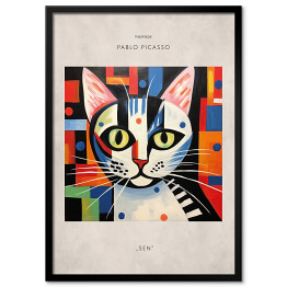 Plakat w ramie Portret kota inspirowany sztuką - Pablo Picasso "Sen"