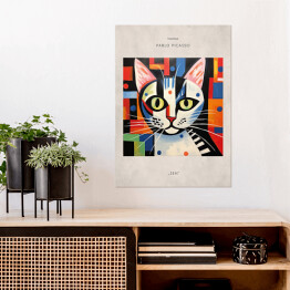 Plakat samoprzylepny Portret kota inspirowany sztuką - Pablo Picasso "Sen"