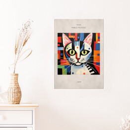Plakat samoprzylepny Portret kota inspirowany sztuką - Pablo Picasso "Sen"
