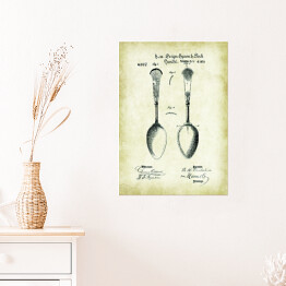 Plakat samoprzylepny Łyżka - patenty na rycinach vintage