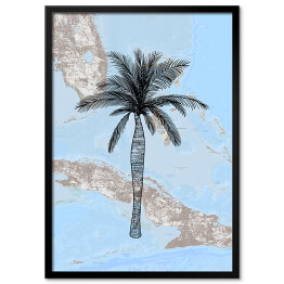 Plakat w ramie Mapa z palmą