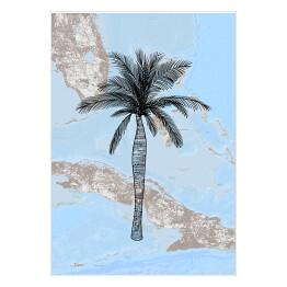 Plakat samoprzylepny Mapa z palmą