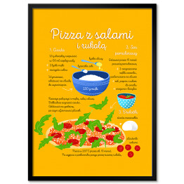 Obraz klasyczny Ilustracja - przepis na pizzę z salami i rukolą