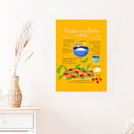 Plakat Ilustracja - przepis na pizzę z salami i rukolą