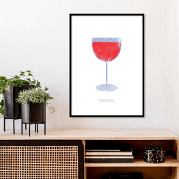 Plakat w ramie Krosno - kieliszek wina czerwonego