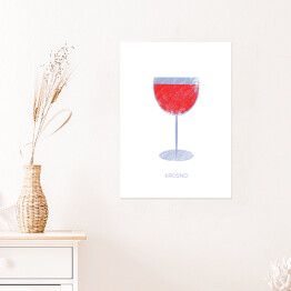 Plakat samoprzylepny Krosno - kieliszek wina czerwonego