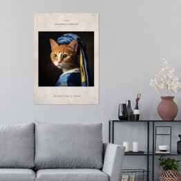 Plakat Portret kota inspirowany sztuką - Jan Vermeer "Dziewczyna z perłą"