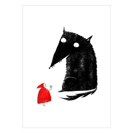 Plakat samoprzylepny Czerwony kapturek oraz wilk - ilustracja