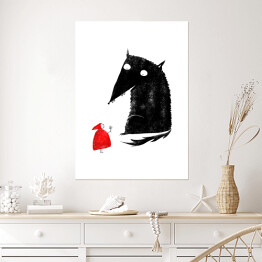 Plakat samoprzylepny Czerwony kapturek oraz wilk - ilustracja
