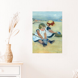Plakat samoprzylepny Dzieci bawiące się na plaży Mary Cassatt Reprodukcja obrazu