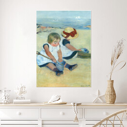 Plakat Dzieci bawiące się na plaży Mary Cassatt Reprodukcja obrazu