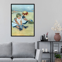 Plakat w ramie Dzieci bawiące się na plaży Mary Cassatt Reprodukcja obrazu