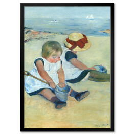 Plakat w ramie Dzieci bawiące się na plaży Mary Cassatt Reprodukcja obrazu