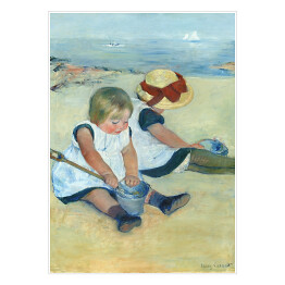 Plakat samoprzylepny Dzieci bawiące się na plaży Mary Cassatt Reprodukcja obrazu