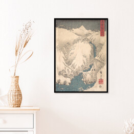 Plakat w ramie Tryptyk III. Wąwóz Kiso w śniegu. Utugawa Hiroshige Reprodukcja obrazu