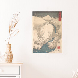 Plakat samoprzylepny Tryptyk III. Wąwóz Kiso w śniegu. Utugawa Hiroshige Reprodukcja obrazu