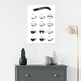 Plakat samoprzylepny "Zrób sobie kawę" - biało czarna ilustracja