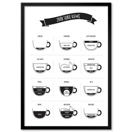Plakat w ramie "Zrób sobie kawę" - biało czarna ilustracja