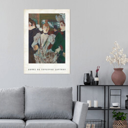 Plakat Henri de Toulouse-Lautrec "Tancerka w Moulin Rouge" - reprodukcja z napisem. Plakat z passe partout