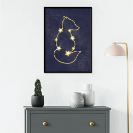 Plakat w ramie Grafika z liskiem, gwiazdy