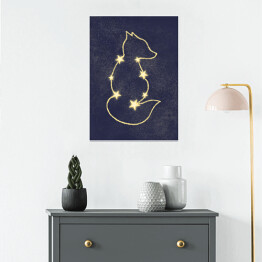 Plakat Grafika z liskiem, gwiazdy