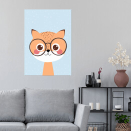 Plakat samoprzylepny Zwierzaczki - lisek w okularach